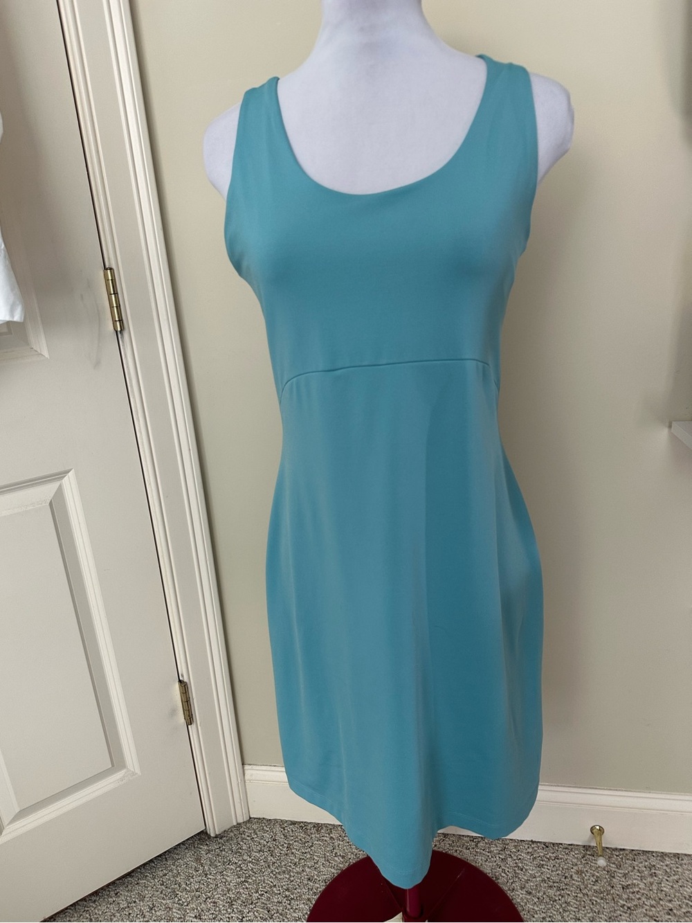 Stonewear Designs Sleeveless Teal Scoop Neck Shift Dress medium